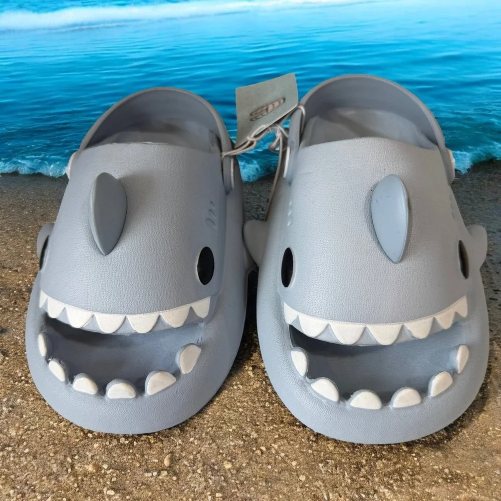Shark Slides Clogs Kids Blue Cute‎ Cartoon Beach Summer Water Shoes Sandals NWT